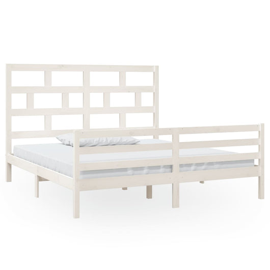 Giroletto-Struttura Letto Bianco in Legno Massello 180x200 cm Super King 804297