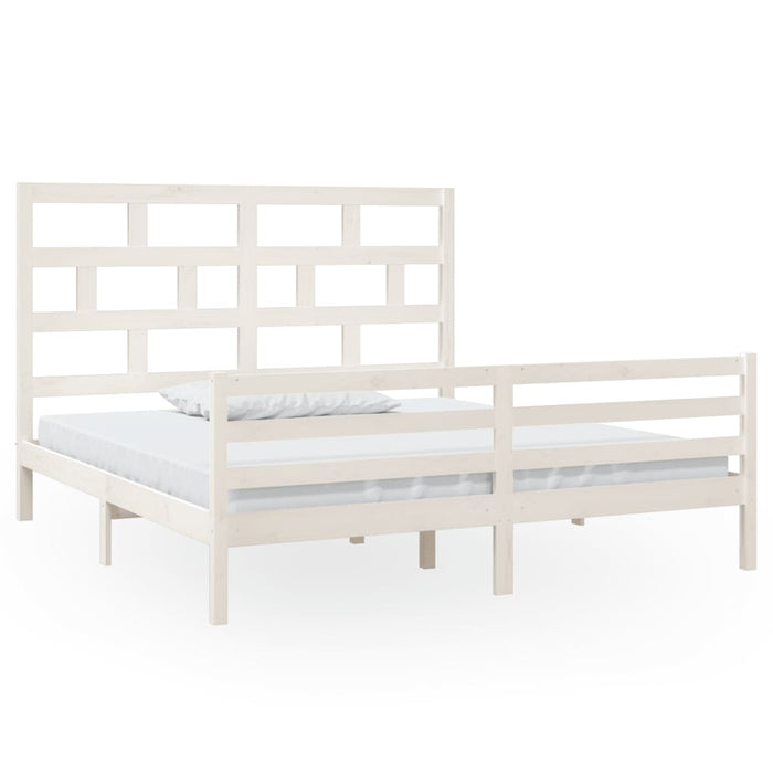 Giroletto-Struttura Letto Bianco in Legno Massello 180x200 cm Super King 804297
