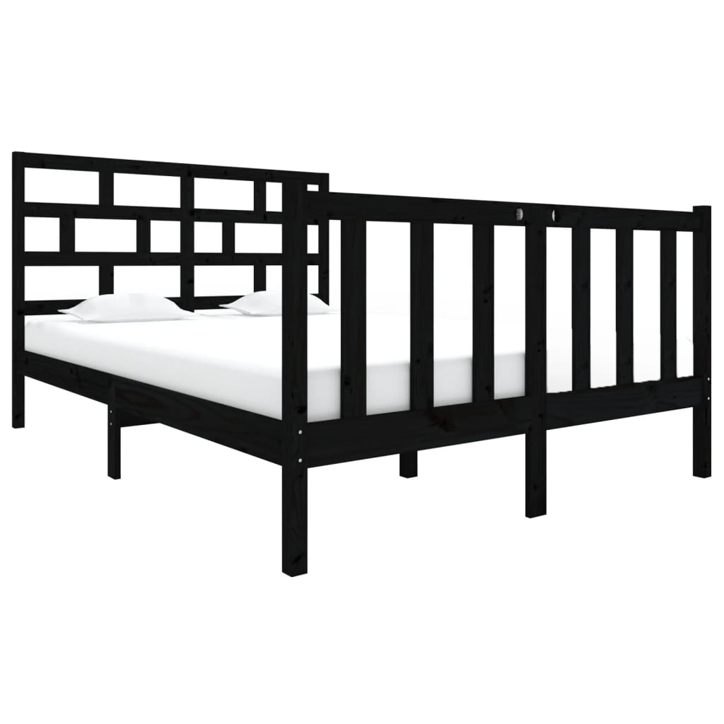 Giroletto Nero Legno Massello Pino 120x190 cm 4FT Small Double cod mxl 62262