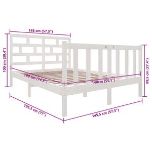 Giroletto Bianco in Legno Massello di Pino 140x190 cm 3101329