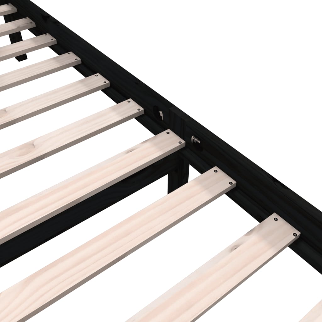 Giroletto Nero in Legno Massello di Pino 140x190 cm 3101332