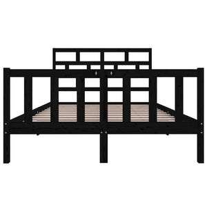 Giroletto Nero in Legno Massello di Pino 140x200 cm 3101352