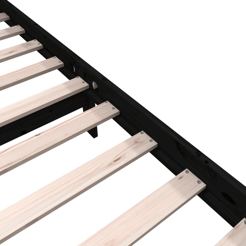 Giroletto Nero in Legno Massello di Pino 140x200 cm 3101352