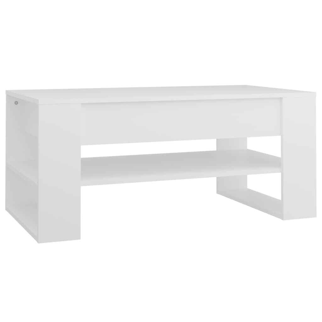 Tavolino da Salotto Bianco 102x55x45 cm in Legno Multistrato 810899