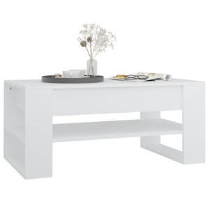 Tavolino da Salotto Bianco 102x55x45 cm in Legno Multistrato 810899