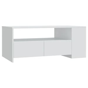 Tavolino da Salotto Bianco 102x55x42 cm in Legno Multistrato 810917