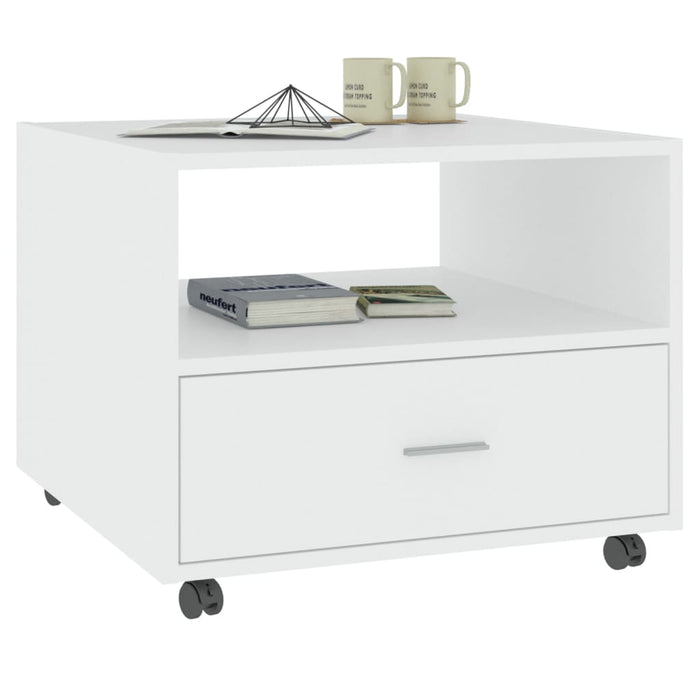 Tavolino da Salotto Bianco 55x55x40 cm in Legno Multistrato 810926