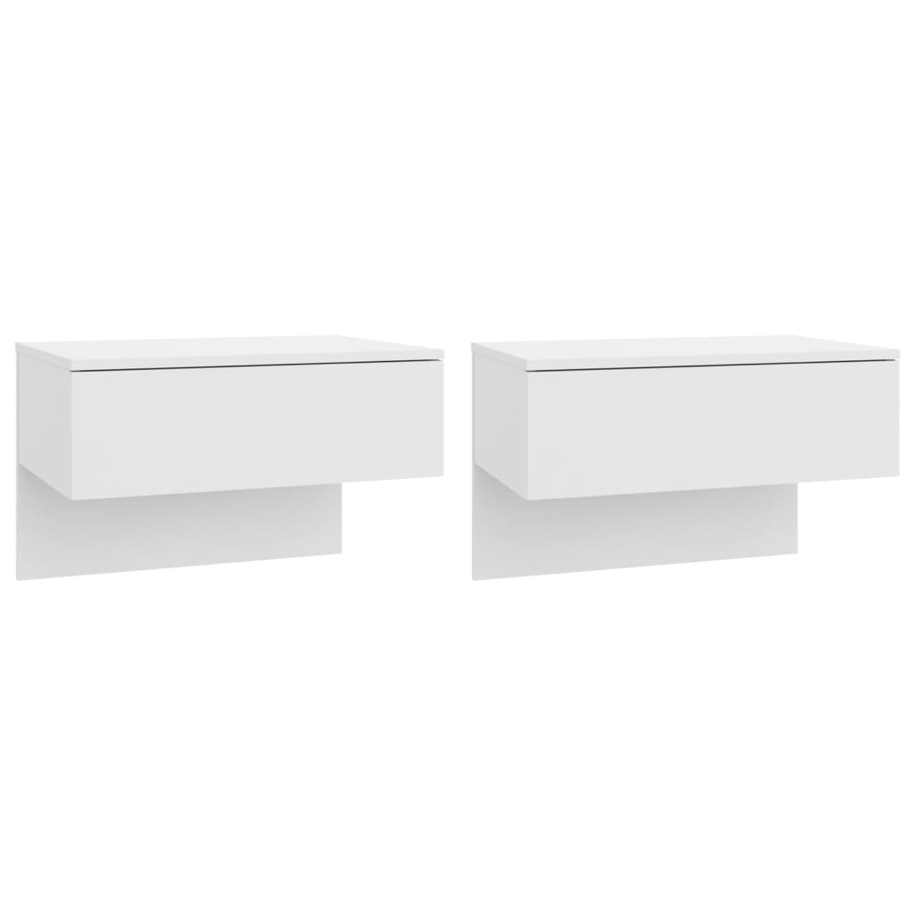 Comodini a Muro 2 pz-Set di 2 Tavolino da notte Bianco Lucido