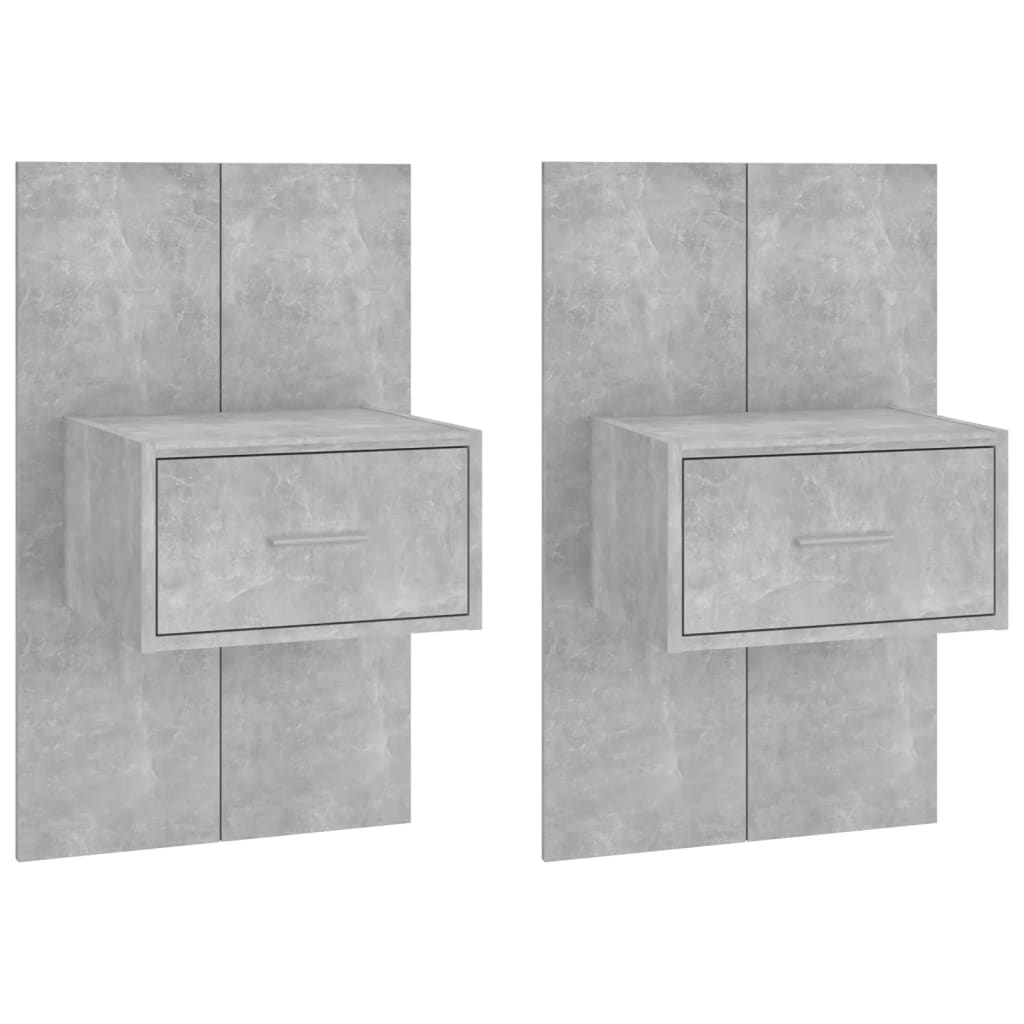Comodini a Muro 2 pz-Set di 2 Tavolino da notte Grigio Cemento 211470