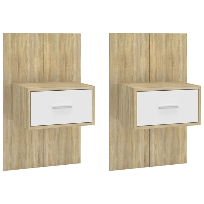 Comodini da Parete 2 pz Bianco e Sonoma in Legno Ingegnerizzato cod mxl 29927
