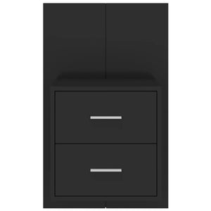 Comodino a Parete-Tavolino da notte sospeso Nero 360872