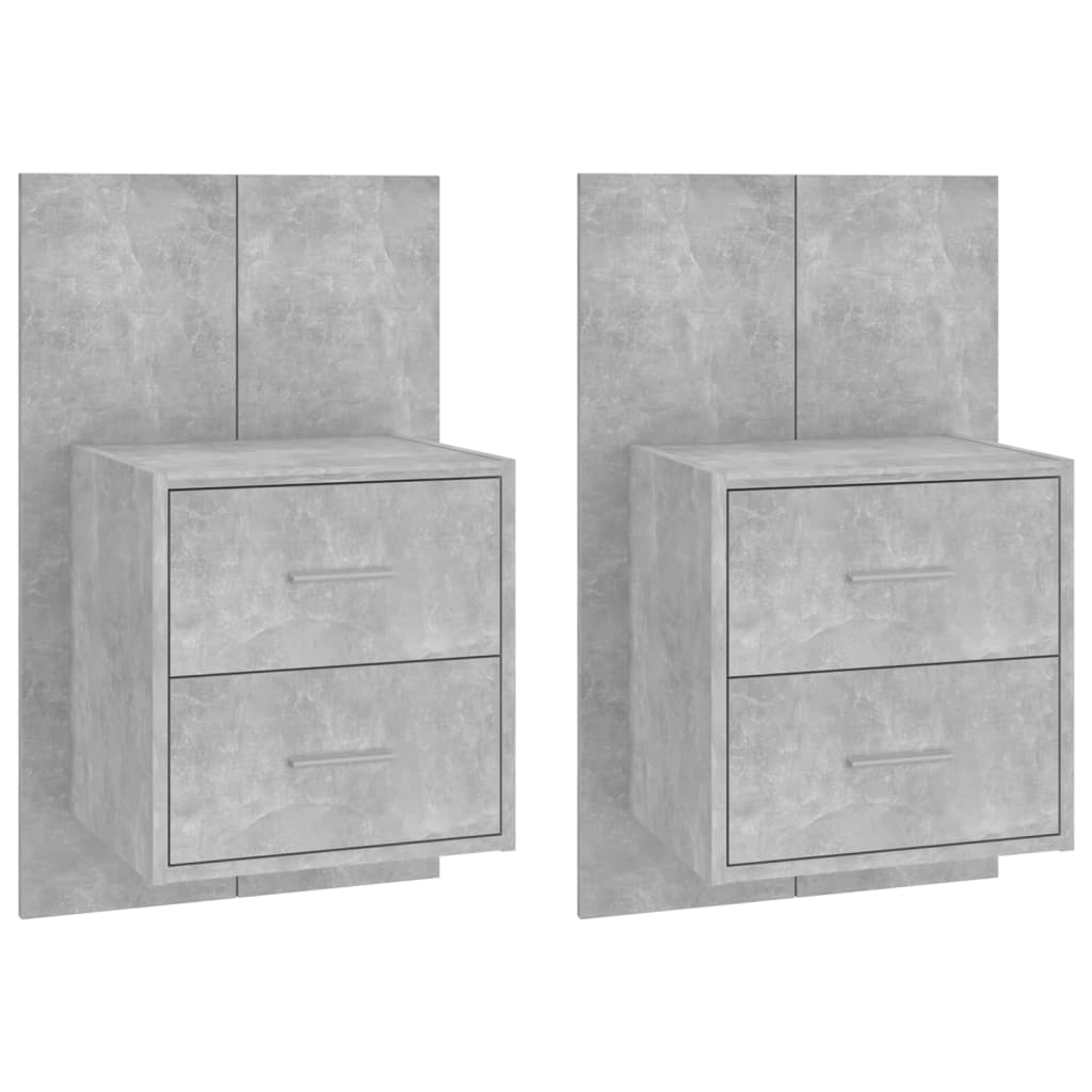 Comodini a Muro 2 pz-Set di 2 Tavolino da notte Grigio Cemento 655582