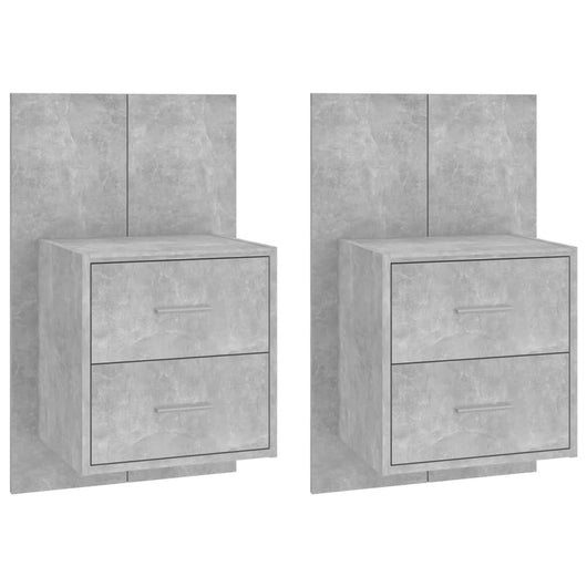 Comodini a Muro 2 pz-Set di 2 Tavolino da notte Grigio Cemento 655582