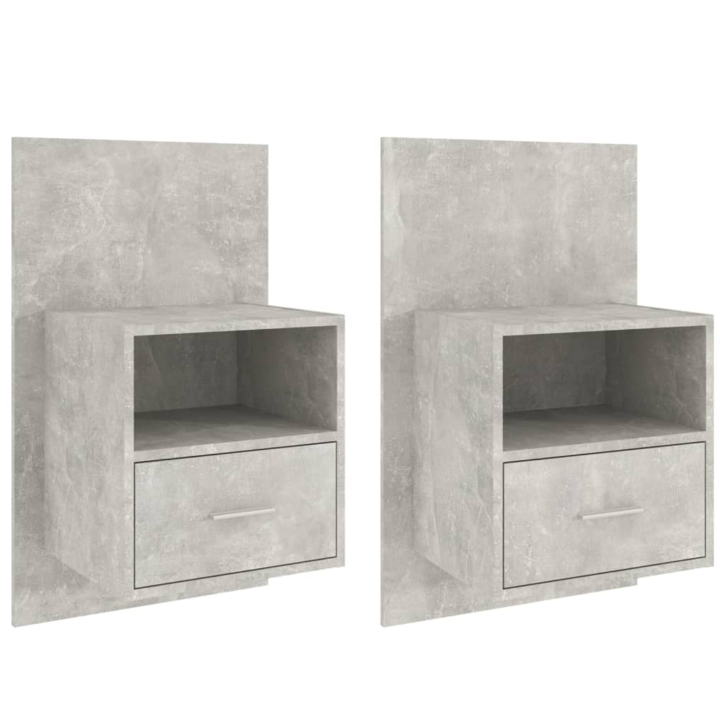 Comodini a Muro 2 pz-Set di 2 Tavolino da notte Grigio Cemento 292642
