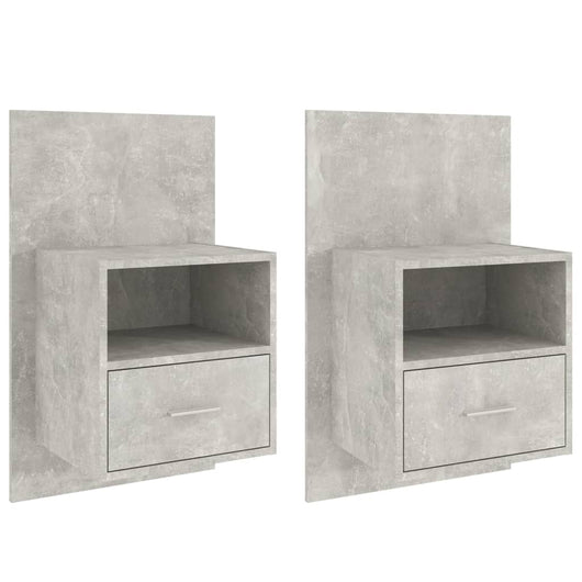 Comodini a Muro 2 pz-Set di 2 Tavolino da notte Grigio Cemento 292642