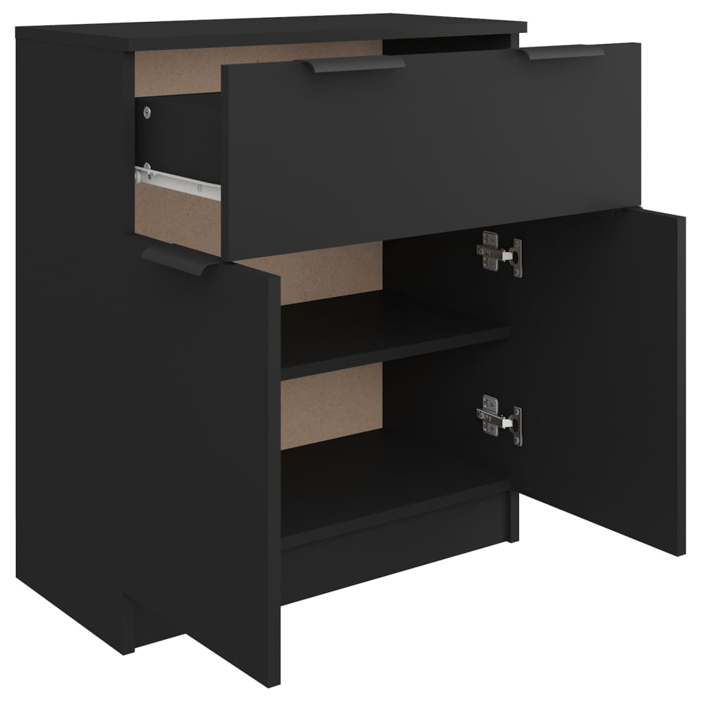 Credenza-Buffet-Armadio da cucina Nera 60x30x70 cm in Legno Multistrato 300412