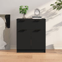 Credenza-Buffet-Armadio da cucina Nera 60x30x70 cm in Legno Multistrato 300412