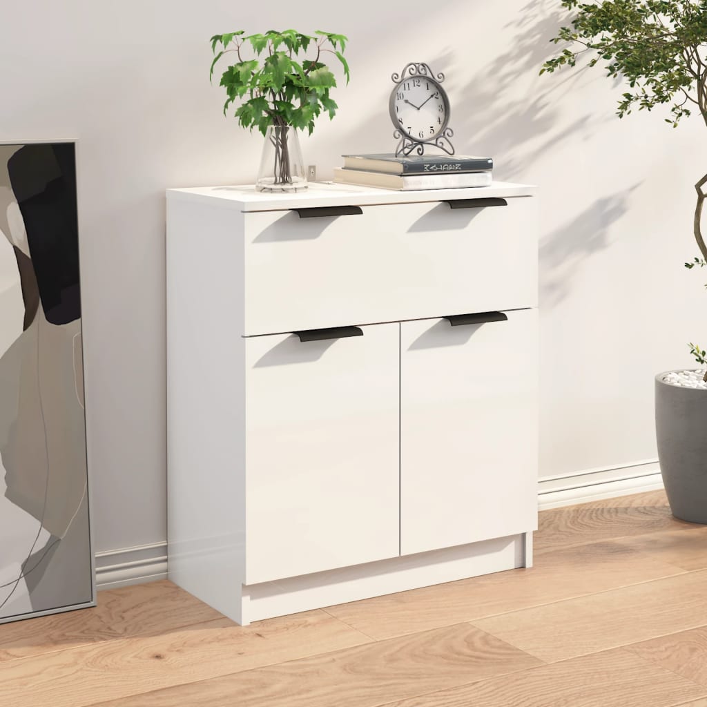 Credenza Bianco Lucido 60x30x70 cm in Legno Multistrato 811094