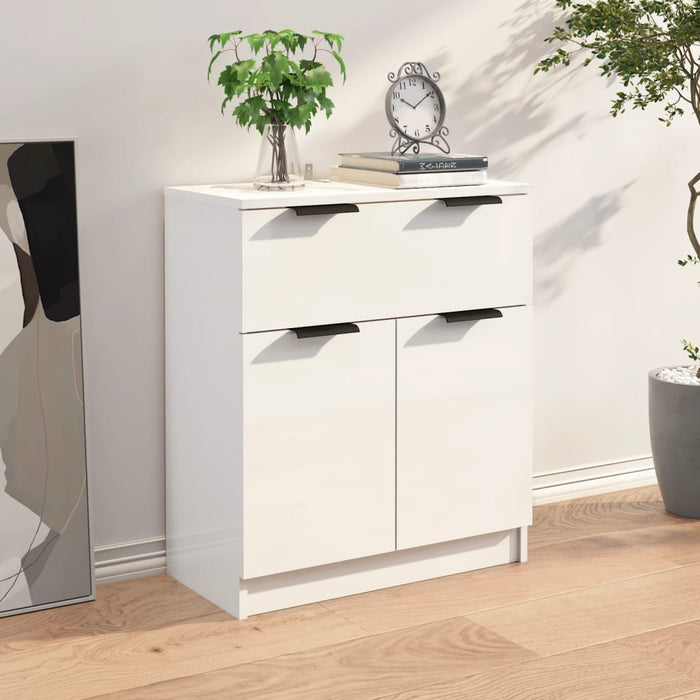 Credenza Bianco Lucido 60x30x70 cm in Legno Multistrato 811094