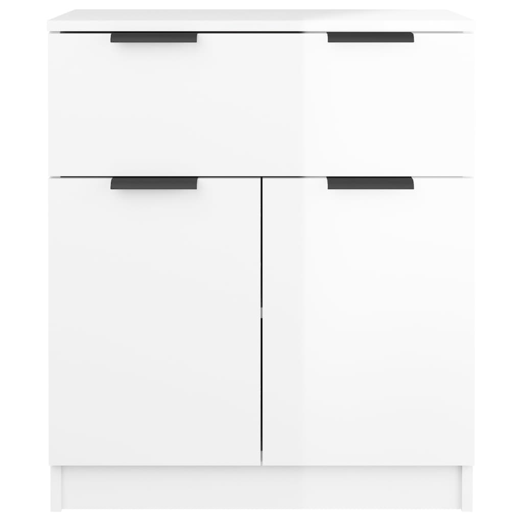 Credenza Bianco Lucido 60x30x70 cm in Legno Multistrato 811094