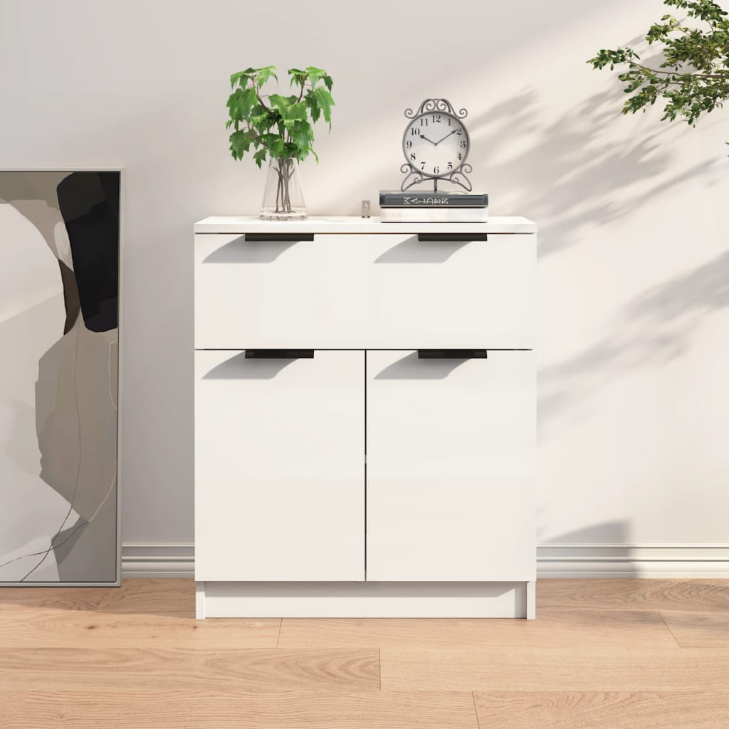Credenza Bianco Lucido 60x30x70 cm in Legno Multistrato 811094