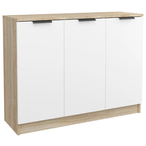 Credenza Bianca e Rovere Sonoma 90,5x30x70cm Legno Multistrato 811192