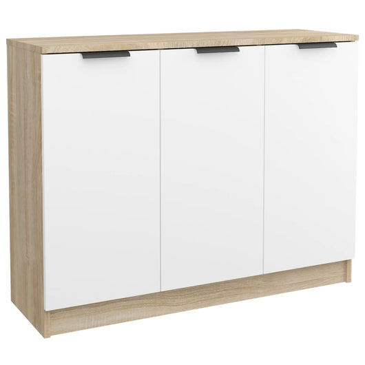 Credenza Bianca e Rovere Sonoma 90,5x30x70cm Legno Multistrato 811192
