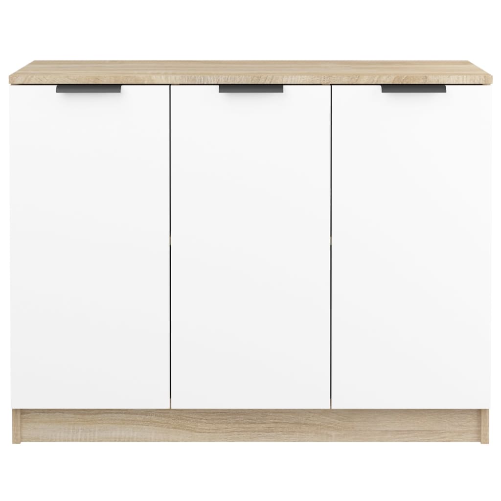 Credenza Bianca e Rovere Sonoma 90,5x30x70cm Legno Multistrato 811192
