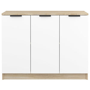 Credenza Bianca e Rovere Sonoma 90,5x30x70cm Legno Multistrato 811192