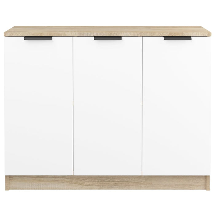 Credenza Bianca e Rovere Sonoma 90,5x30x70cm Legno Multistrato 811192