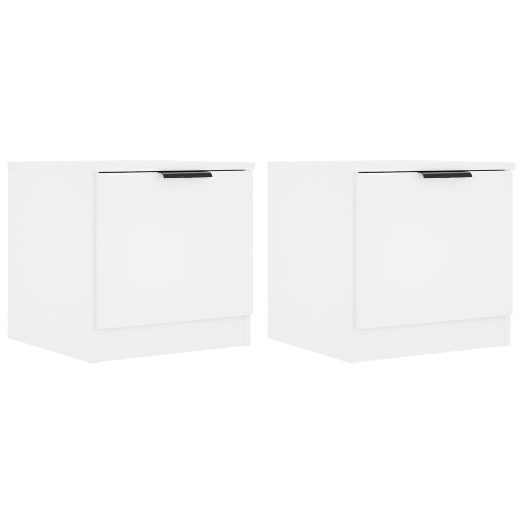 Comodini 2 pz-Set di 2 Tavolino da notte Bianco Lucido 40x39x40 cm