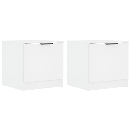 Comodini 2 pz-Set di 2 Tavolino da notte Bianco Lucido 40x39x40 cm