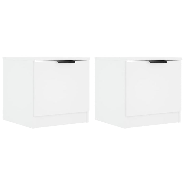 Comodini 2 pz-Set di 2 Tavolino da notte Bianco Lucido 40x39x40 cm