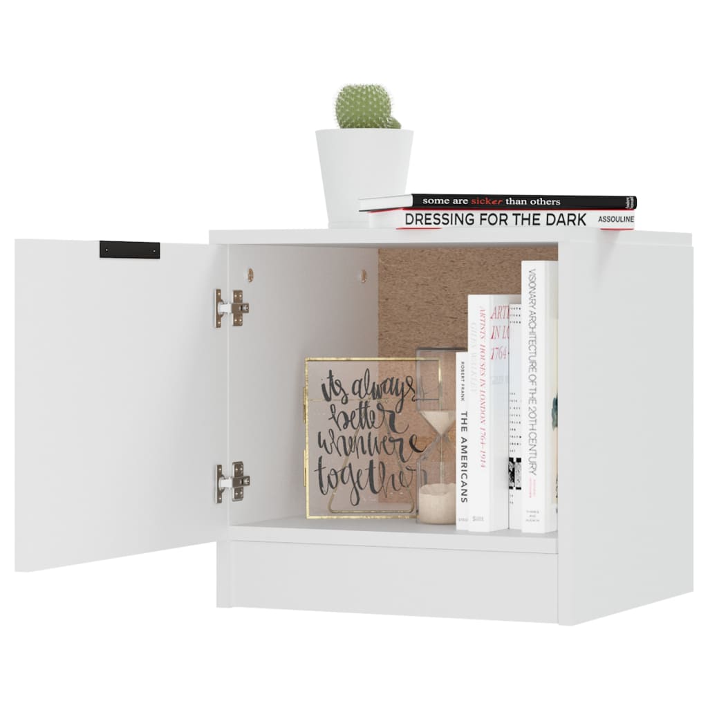 Comodini 2 pz-Set di 2 Tavolino da notte Bianco Lucido 40x39x40 cm