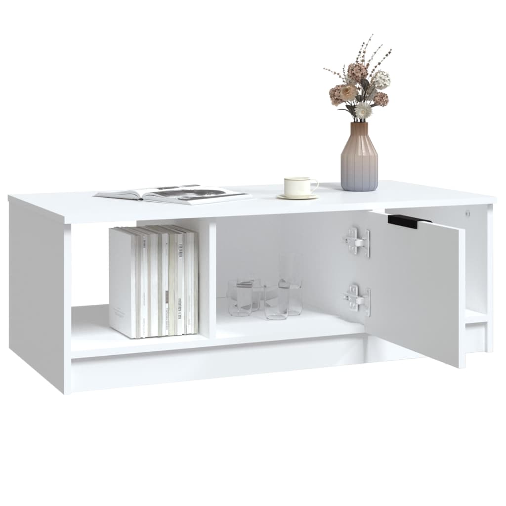 Tavolino da Salotto Bianco 102x50x36 cm in Legno Multistrato cod mxl 16350