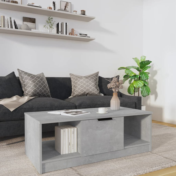 Tavolino Salotto Grigio Cemento 102x50x36 cm Legno Multistrato