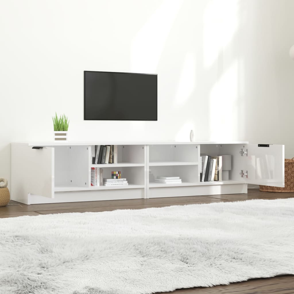 Mobili Porta TV 2pz Bianco Lucido 80x35x45 cm Legno Multistrato 811479