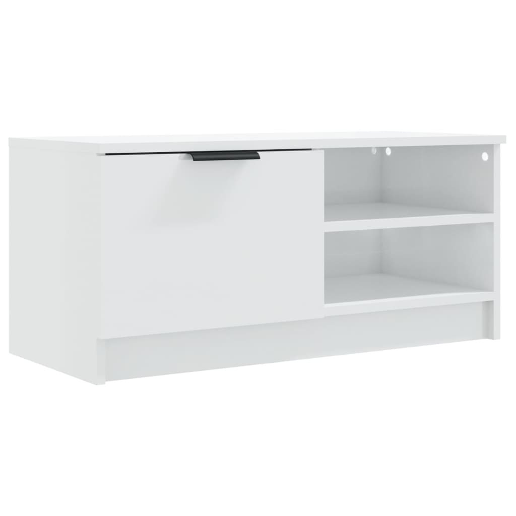 Mobili Porta TV 2pz Bianco Lucido 80x35x45 cm Legno Multistrato 811479