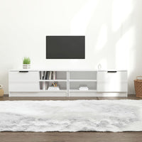 Mobili Porta TV 2pz Bianco Lucido 80x35x45 cm Legno Multistrato 811479