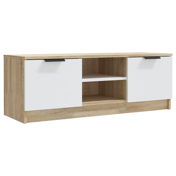 Mobile TV Bianco Rovere Sonoma 102x35x36,5 cm Legno Multistrato 811516