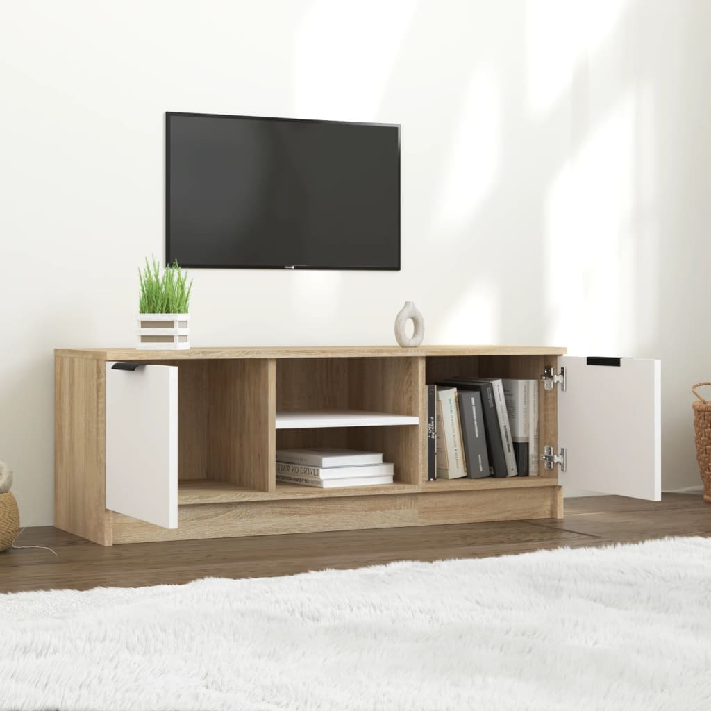 Mobile TV Bianco Rovere Sonoma 102x35x36,5 cm Legno Multistrato 811516