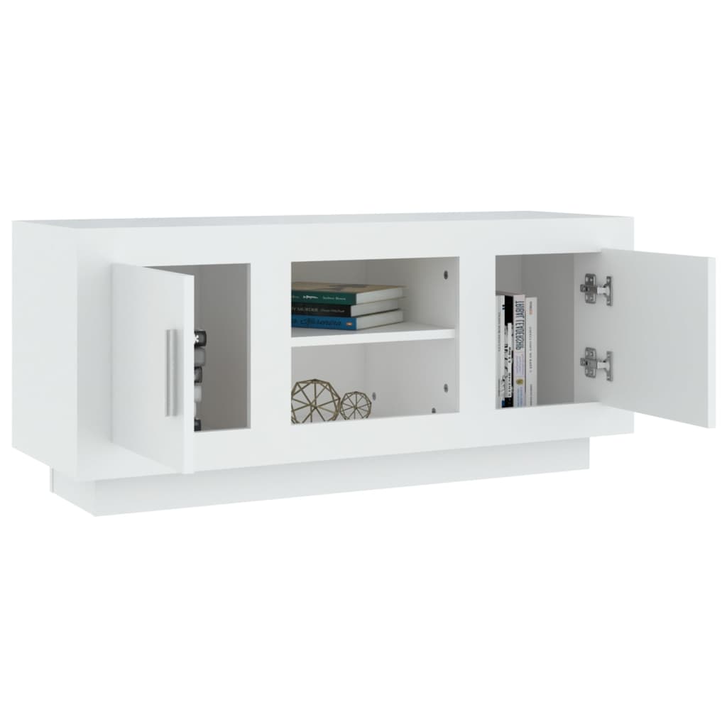 Armadietto TV Bianco 102x35x45 cm in Legno Multistrato
