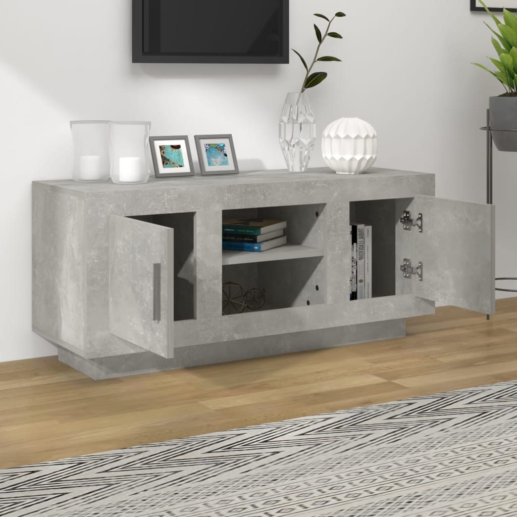 Mobile Porta TV Grigio Cemento 102x35x45cm in Legno Multistrato 811794