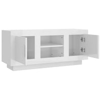 Mobile Porta TV Bianco Lucido 102x35x45 cm in Legno Multistrato 811796