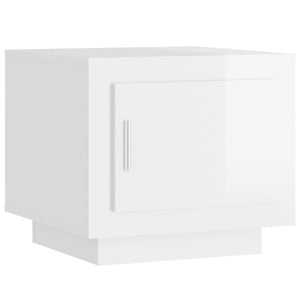 Tavolino Salotto Bianco Lucido 51x50x45 cm in Legno Multistrato 811805