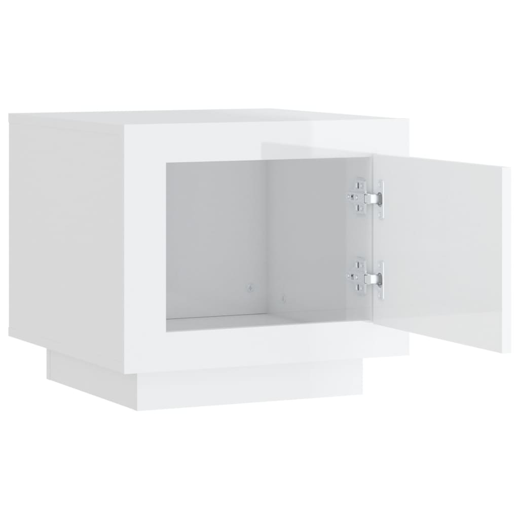Tavolino Salotto Bianco Lucido 51x50x45 cm in Legno Multistrato 811805