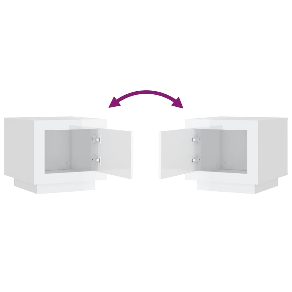 Tavolino Salotto-Tavolino da soggiorno-Tavolo Bianco Lucido 51x50x45 cm in Legno Multistrato