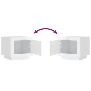 Tavolino Salotto-Tavolino da soggiorno-Tavolo Bianco Lucido 51x50x45 cm in Legno Multistrato