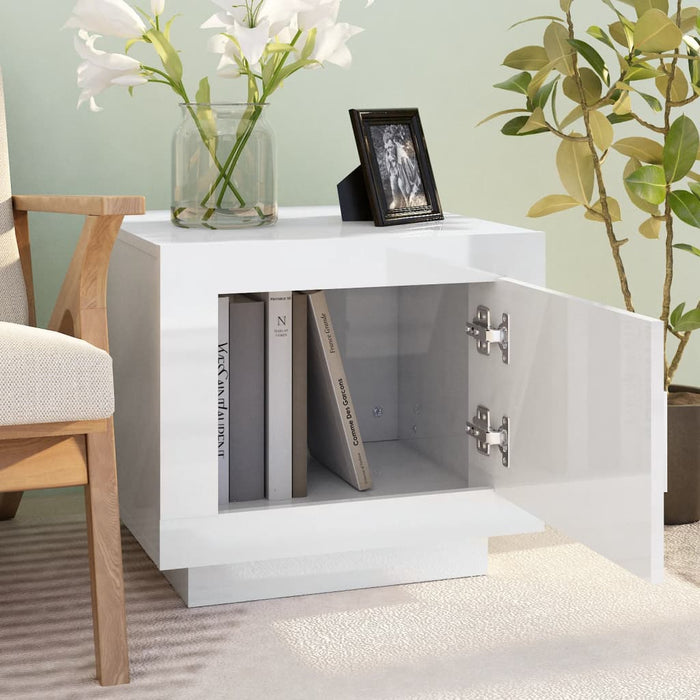 Tavolino Salotto Bianco Lucido 51x50x45 cm in Legno Multistrato 811805