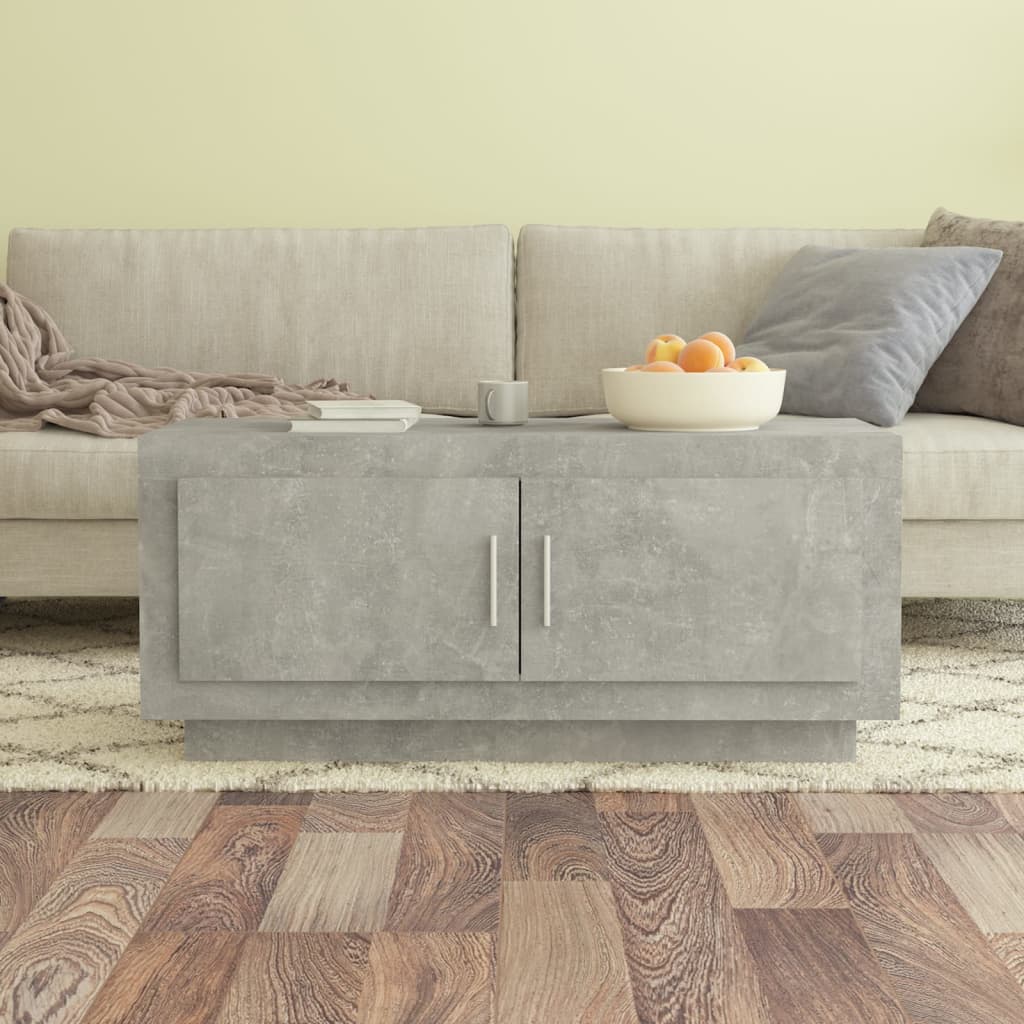 Tavolino Salotto-Tavolino da soggiorno-Tavolo Grigio Cemento 102x50x45 cm Legno Multistrato
